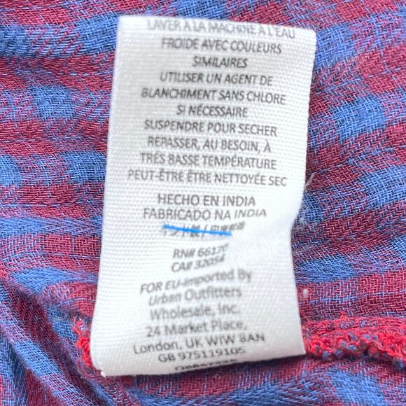 Free People Magical Plaid Embroidered Button Down Top Small Boho Western Fall - Picture 14 of 16